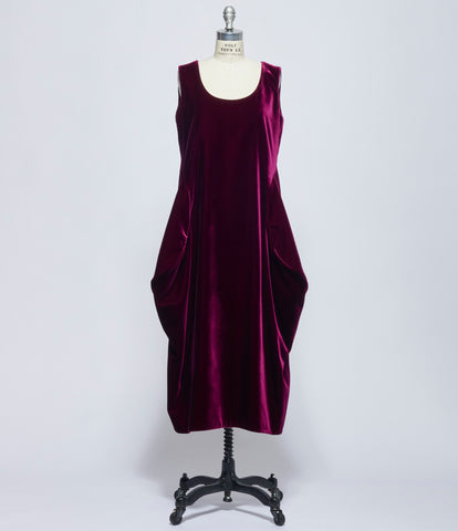 Comme Des Garcons Womens Wine Velvet Dress
