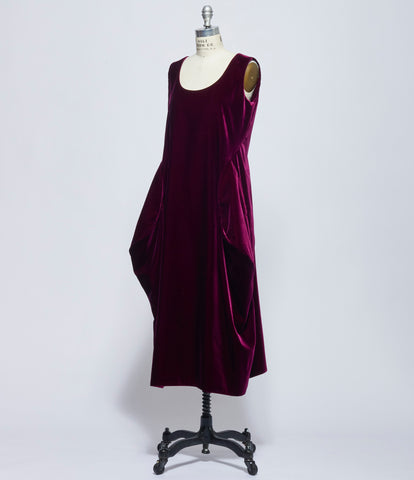Comme Des Garcons Womens Wine Velvet Dress