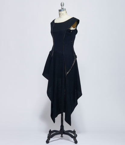 Yohji Yamamoto Womens Leather Piping Dress