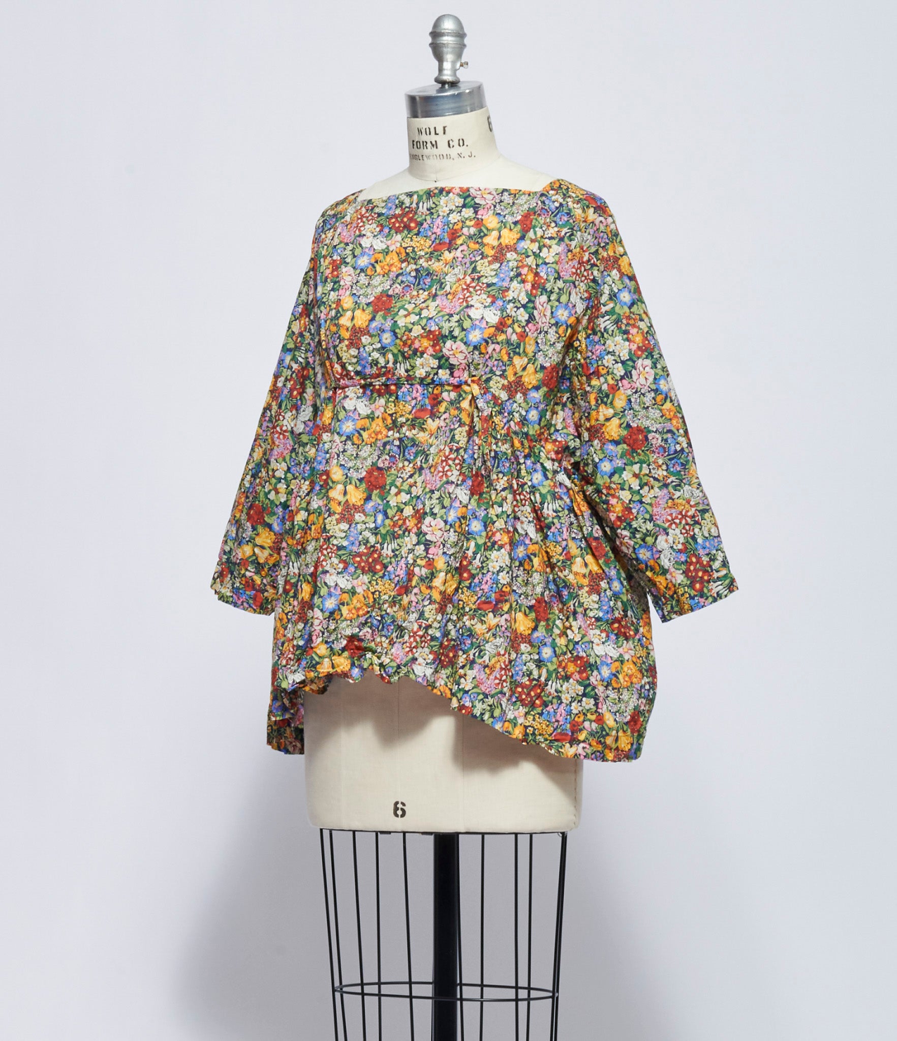 Daniela Gregis Womens Camicia Shirt Newpride h.65 Lavata Fondo Blue Scuro Fiorellini Bianchi Rossi Gialli