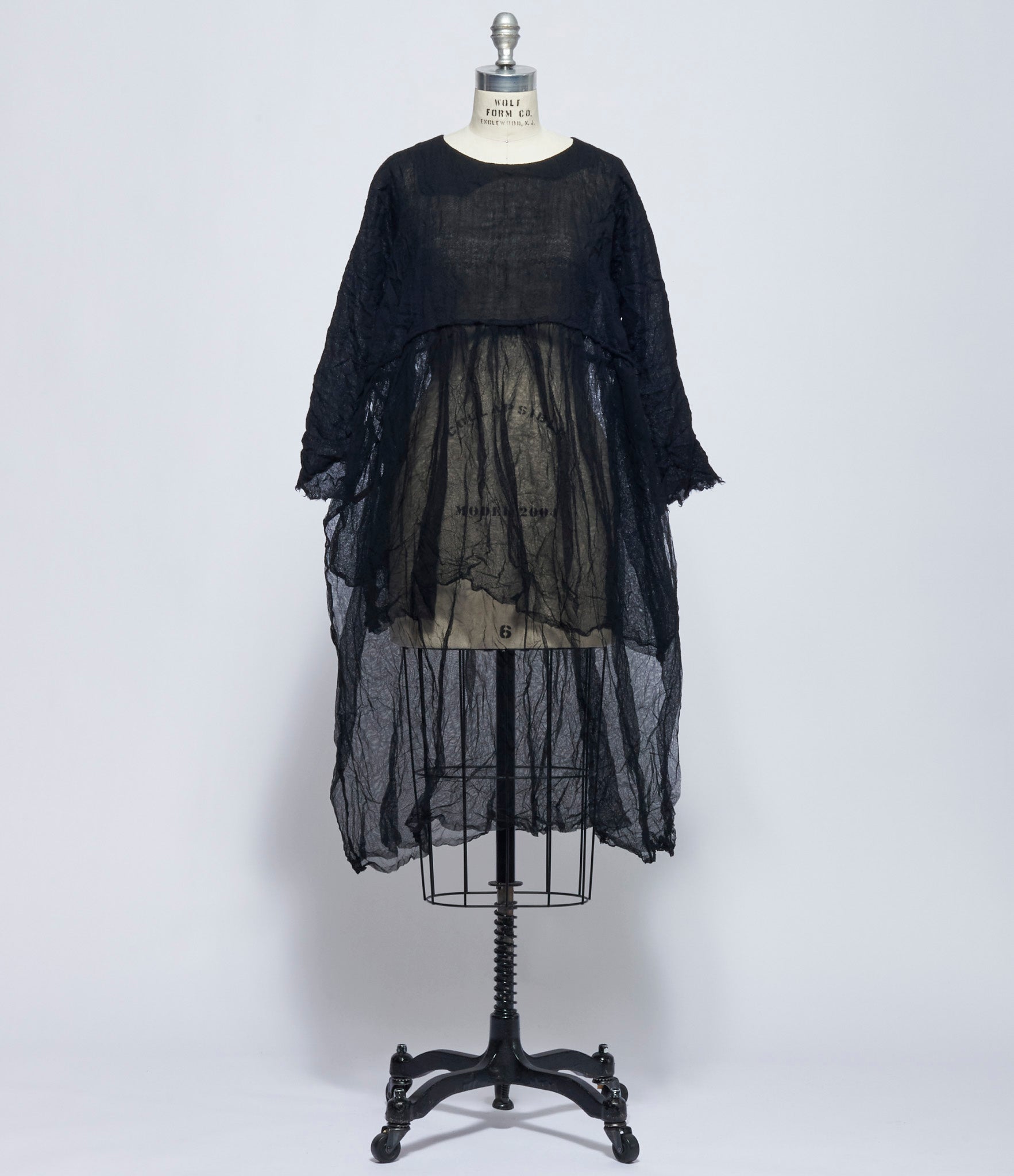 Daniela Gregis Womens Abito Dress Mafalda Meta Doppio Arriciato Lavato Nero Black