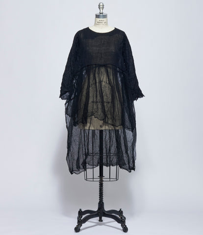 Daniela Gregis Womens Abito Dress Mafalda Meta Doppio Arriciato Lavato Nero Black