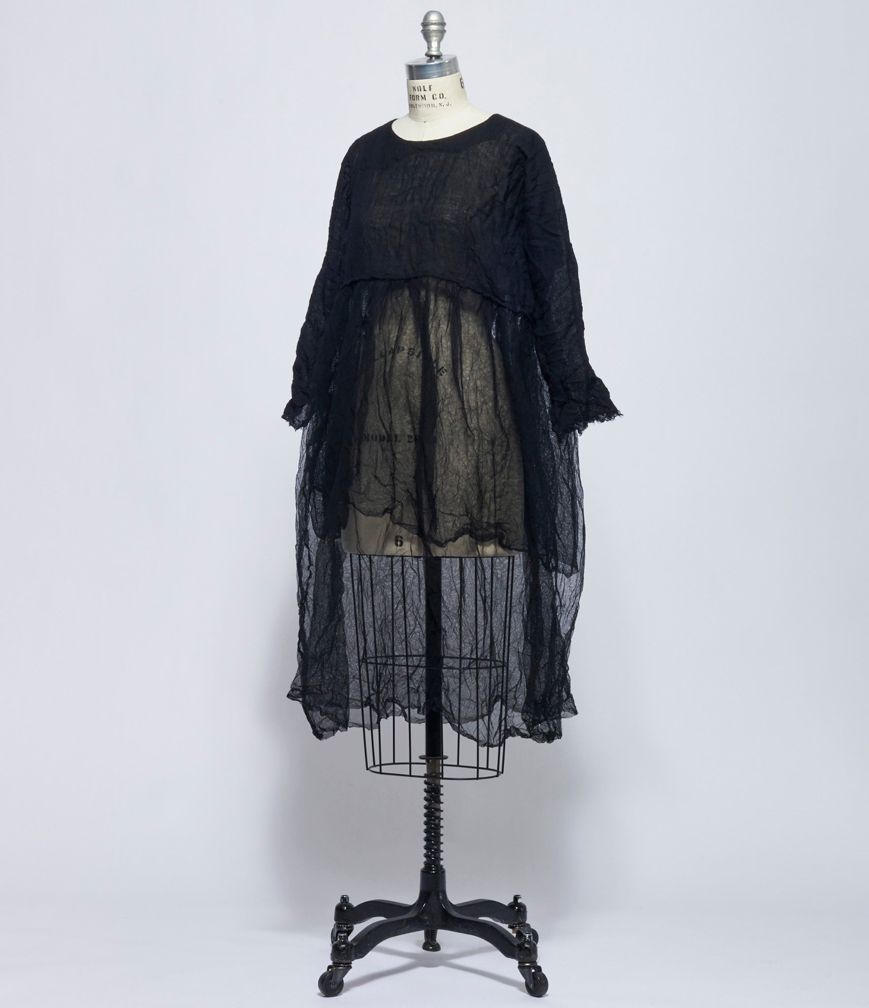 Daniela Gregis Womens Abito Dress Mafalda Meta Doppio Arriciato Lavato Nero Black