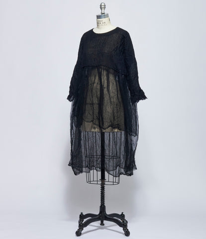 Daniela Gregis Womens Abito Dress Mafalda Meta Doppio Arriciato Lavato Nero Black