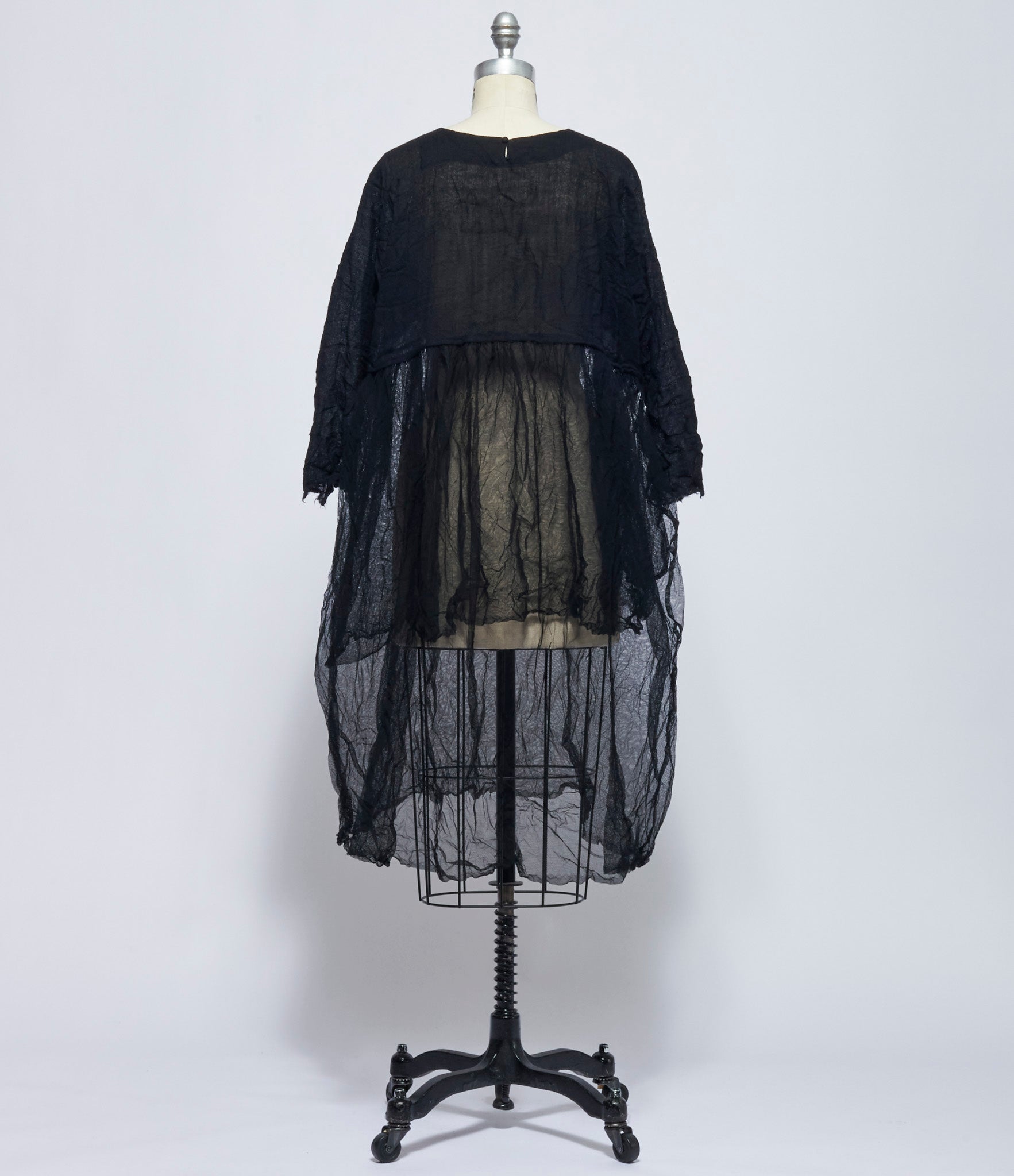 Daniela Gregis Womens Abito Dress Mafalda Meta Doppio Arriciato Lavato Nero Black