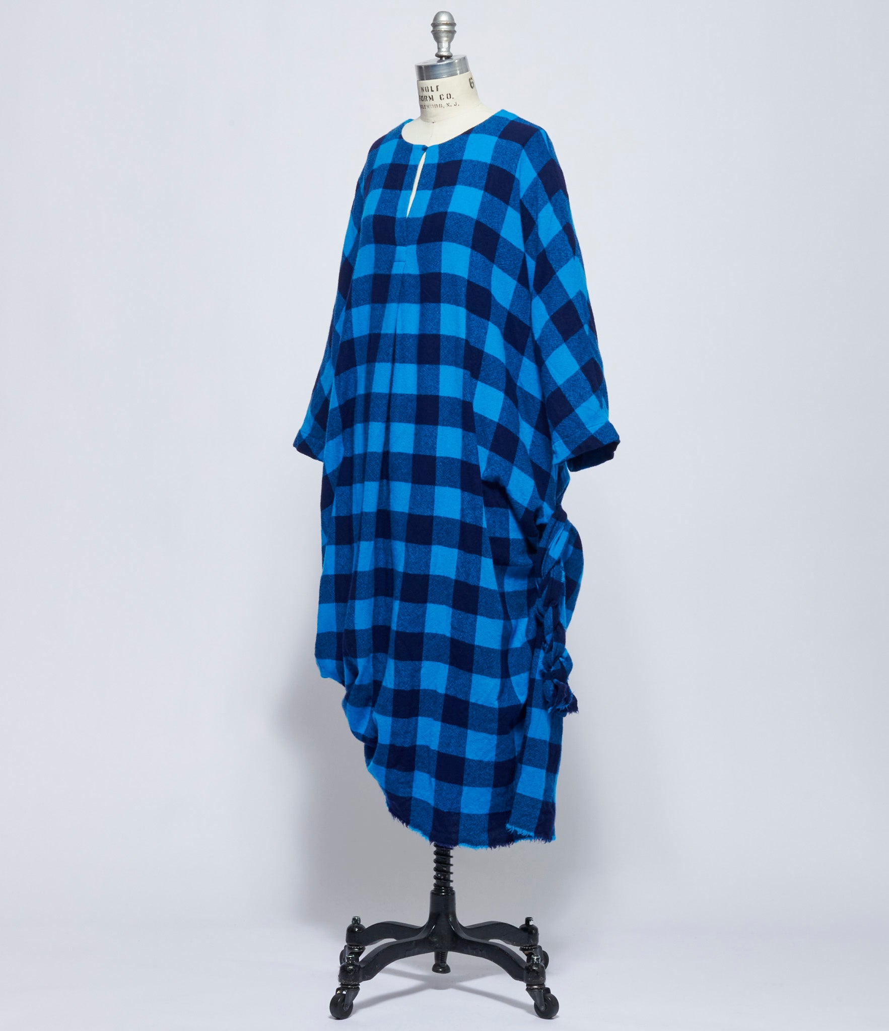 Daniela Gregis Womens Abito Dress 20.07.06 Di Lavato Quadro 5 CM Blue Carabiniere Blu Cielo