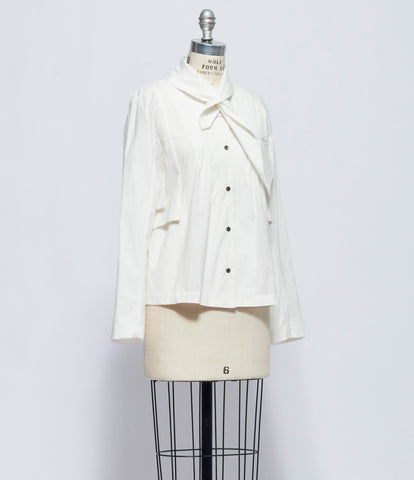 Chiahung Su Womens Hand Woven and Wrinkle Strapped Collar Jacket