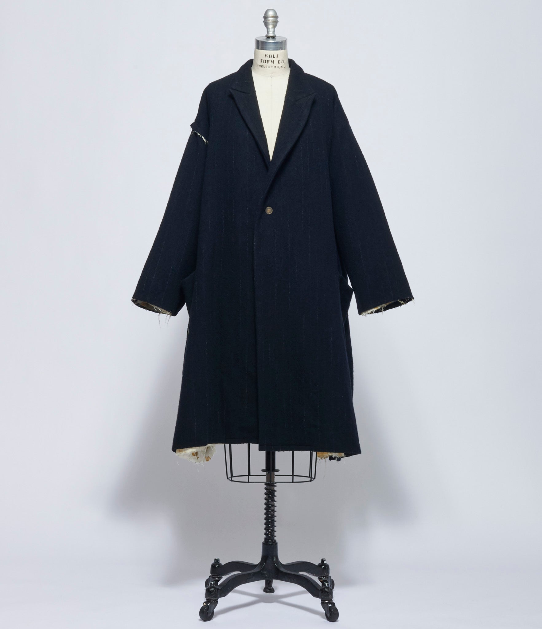 Chiahung Su Womens Hand Woven Woolen Stripe Oversized Sweater Coat