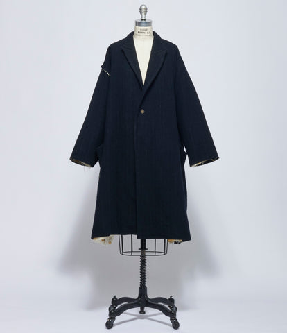 Chiahung Su Womens Hand Woven Woolen Stripe Oversized Sweater Coat