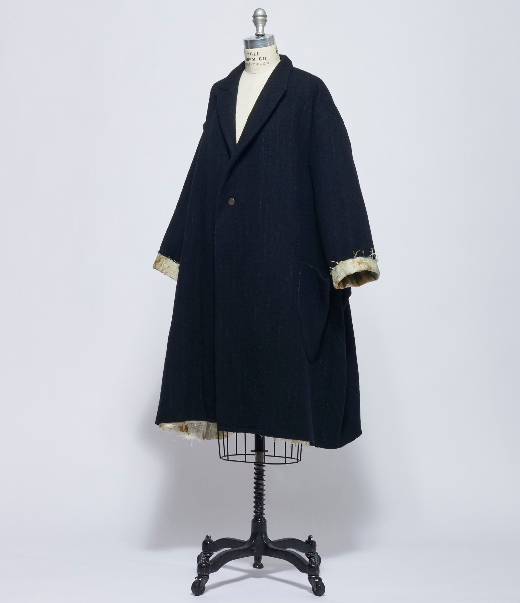 Chiahung Su Womens Hand Woven Woolen Stripe Oversized Sweater Coat