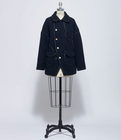 Chiahung Su Womens Hand Woven and Stitched Stripe Jacket