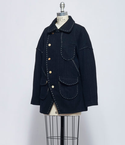 Chiahung Su Womens Hand Woven and Stitched Stripe Jacket