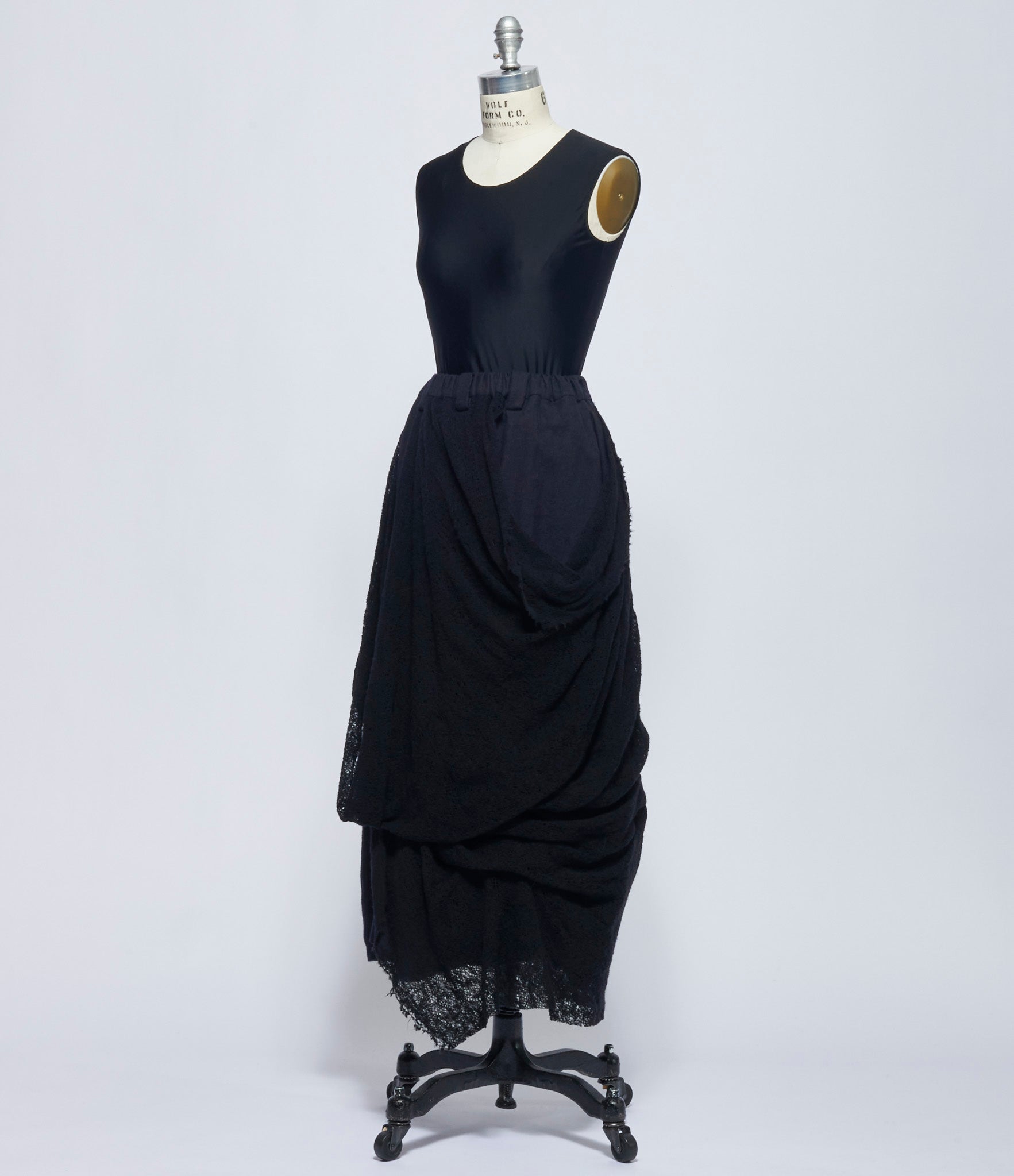 Chiahung Su Womens Hand Woven and Knitted Wrinkle Midi Skirt