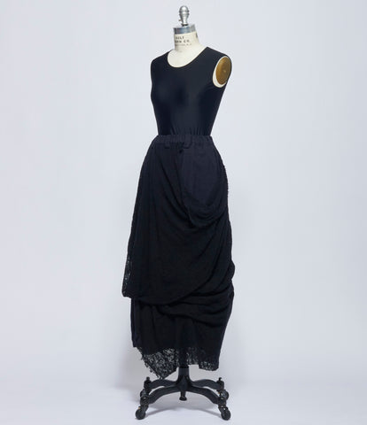 Chiahung Su Womens Hand Woven and Knitted Wrinkle Midi Skirt