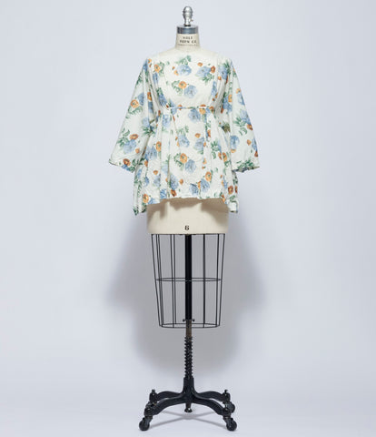 SS26 Daniela Gregis Womens Camicia Shirt Newpride h.65 Lavata Fondo Panna Fiorelloni Azzurri Verdi