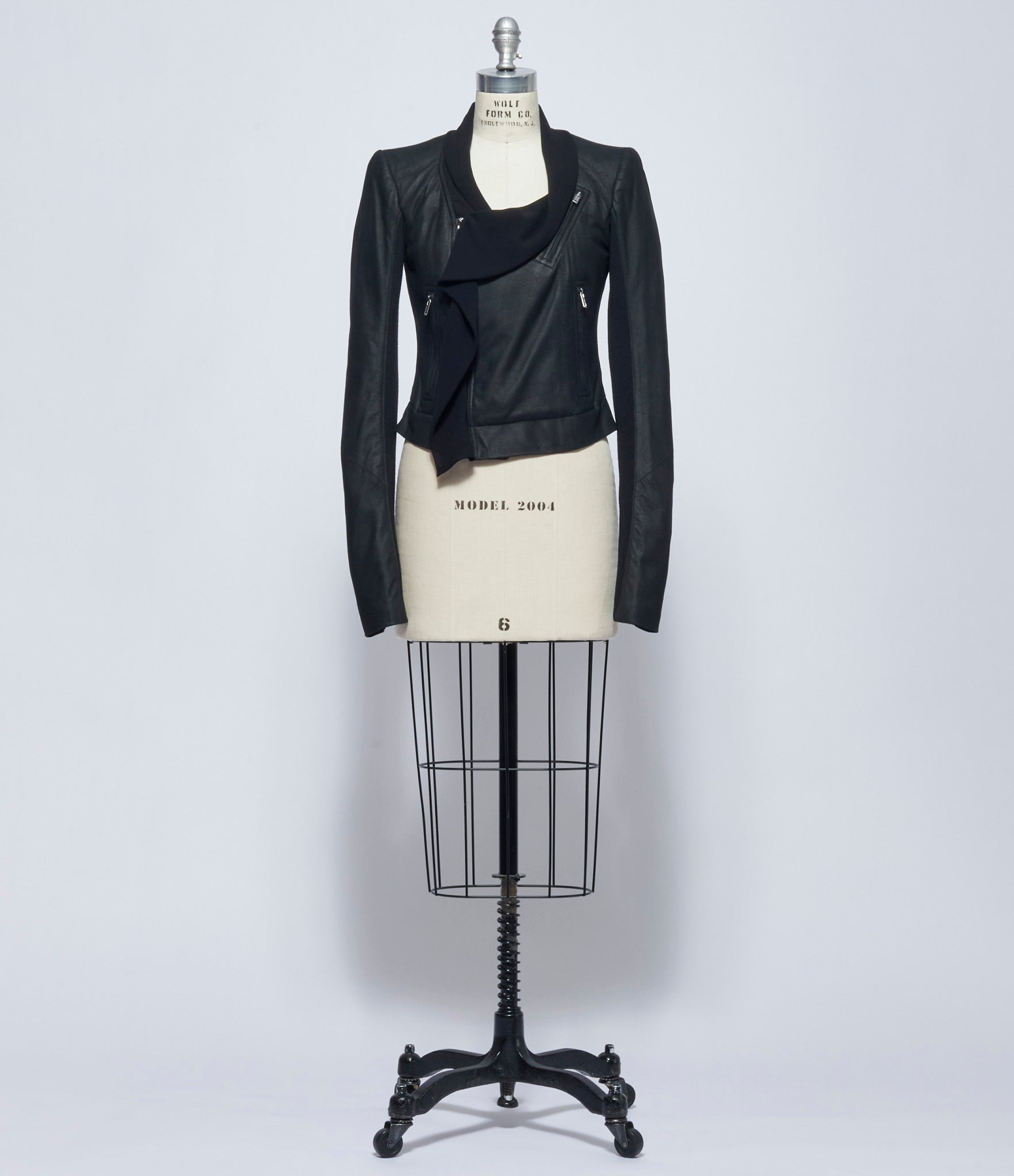 SS26 Rick Owens Womens Giaca in Pelle Scarf Biker