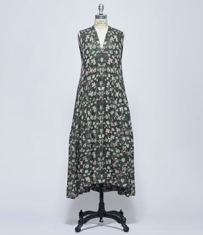 SS26 Boboutic Womens Green/Brown Burning Tapestry Dress