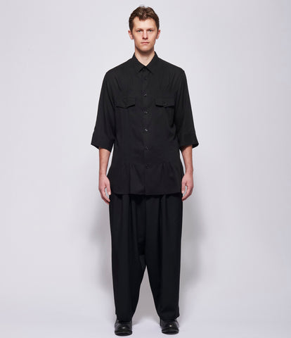 SS26 Yohji Yamamoto Mens Pin Tuck Short Sleeve Top