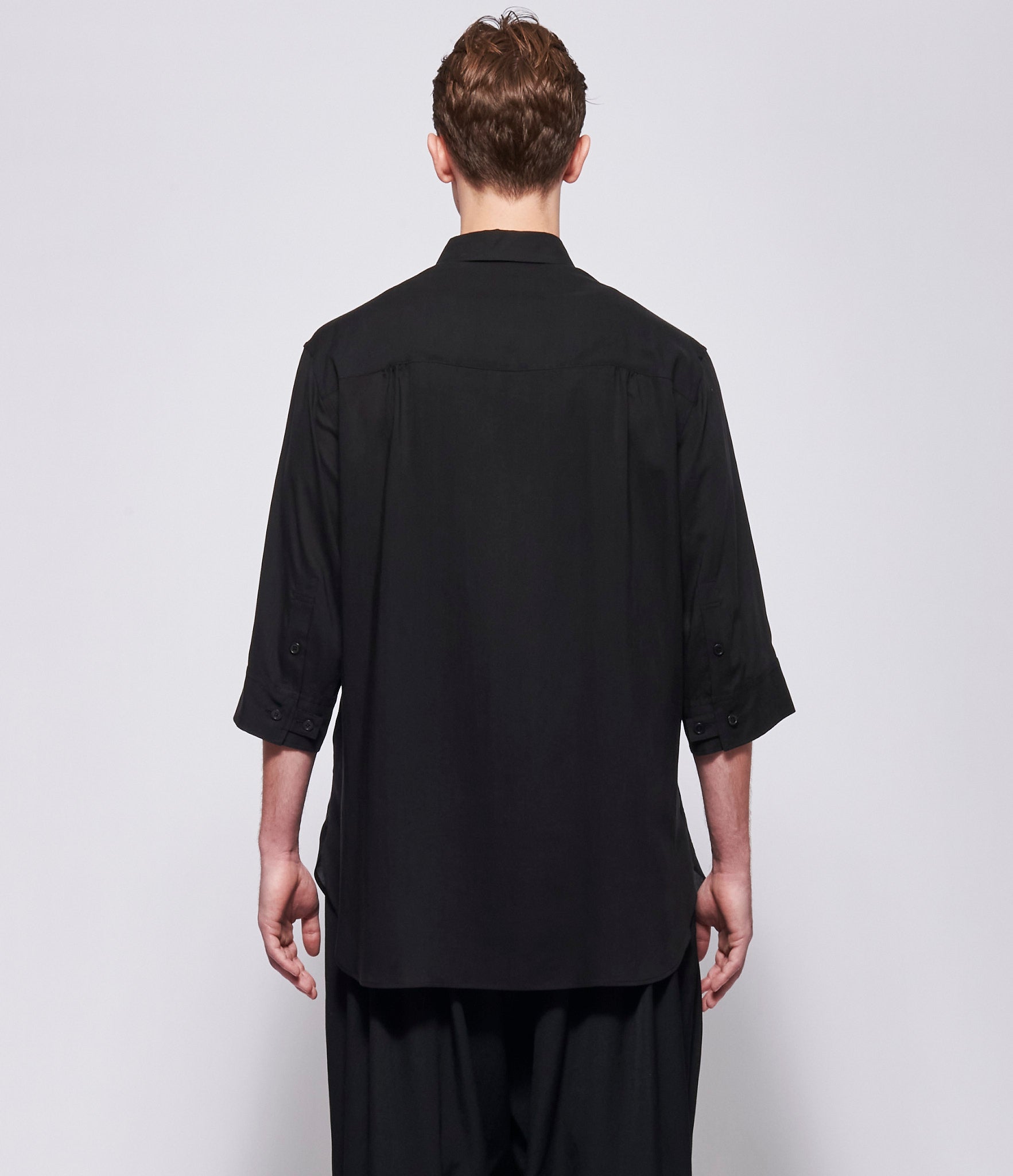 SS26 Yohji Yamamoto Mens Pin Tuck Short Sleeve Top