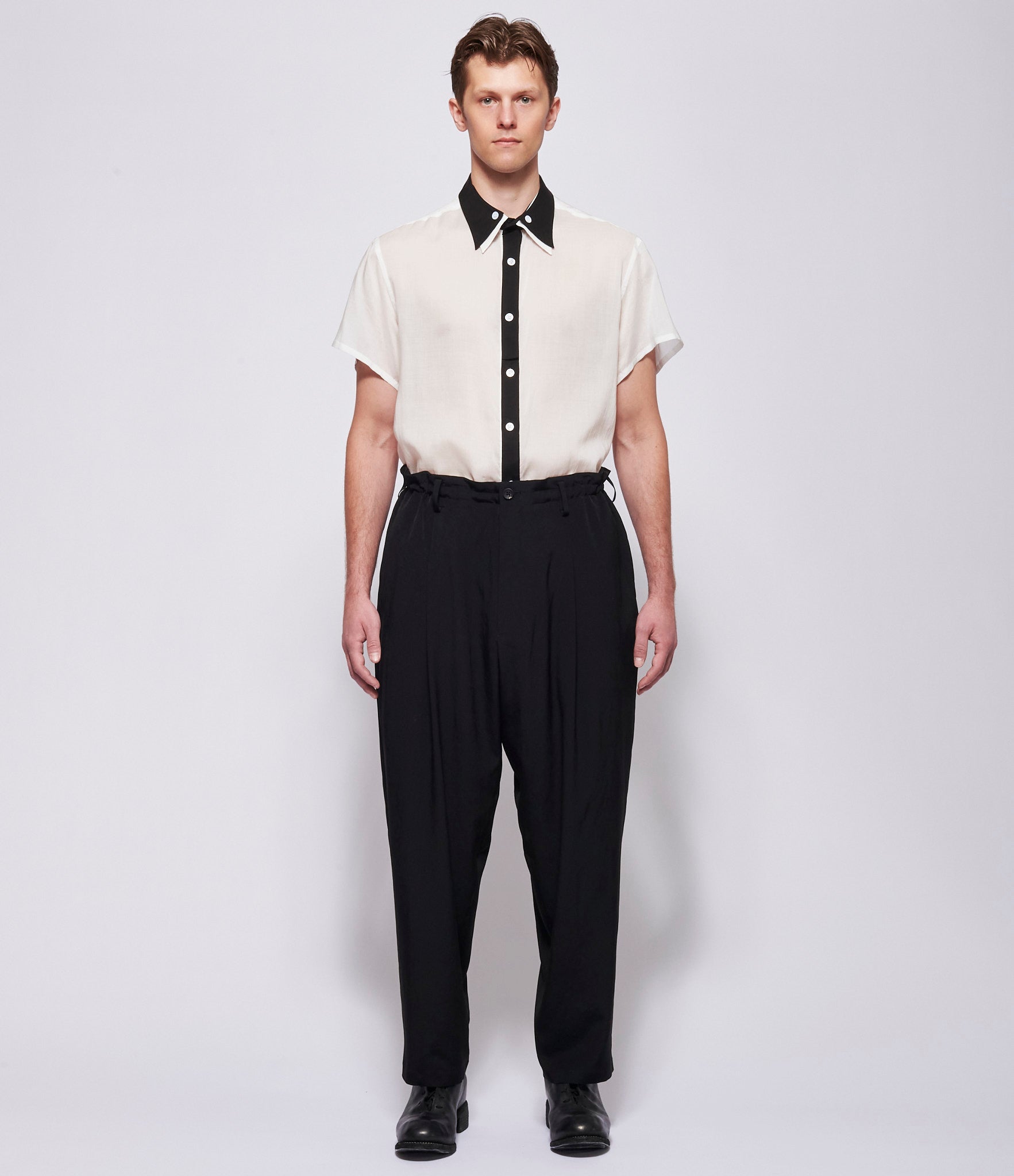 SS26 Yohji Yamamoto Mens Triangle Tab Slim Pants