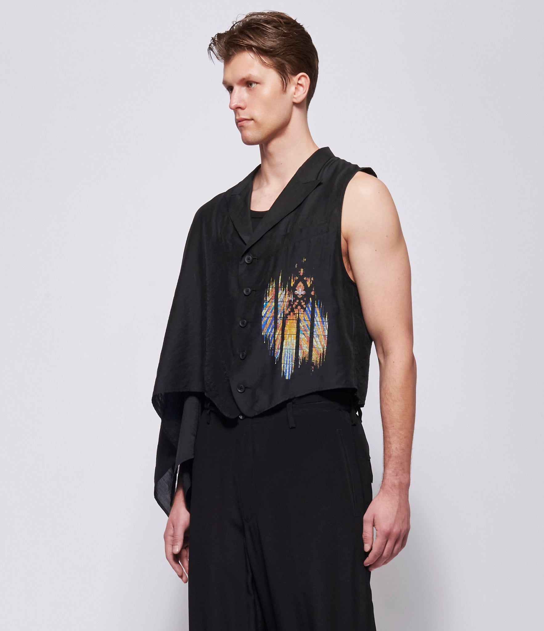 SS26 Yohji Yamamoto Mens Asymmetric Cape Vest