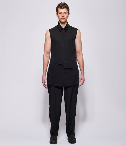 SS26 Yohji Yamamoto Mens Ruffed Spare Collar Blouse