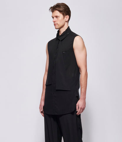 SS26 Yohji Yamamoto Mens Ruffed Spare Collar Blouse