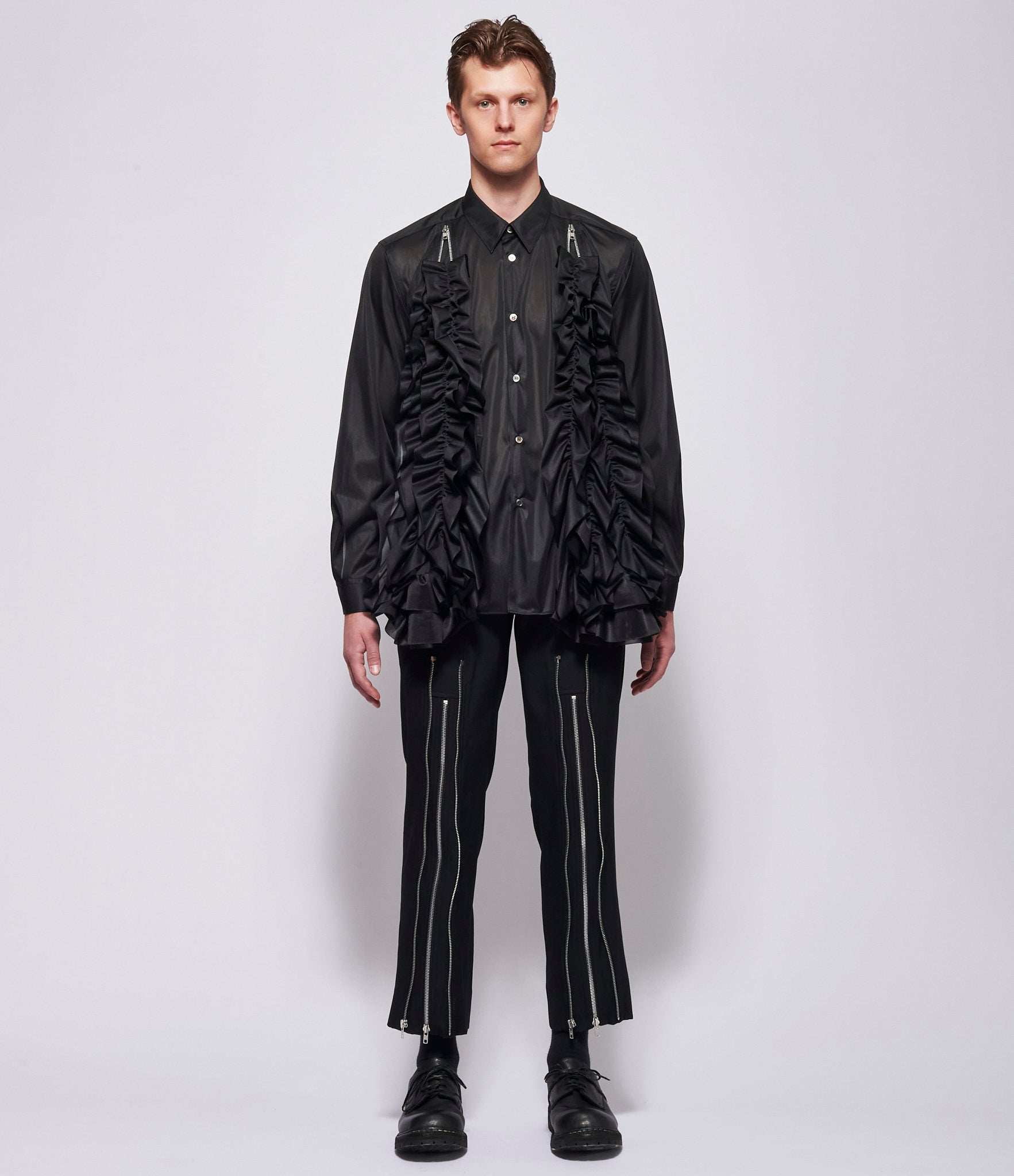 SS26 Comme Des Garcons Homme Plus Ruffle Zip Top