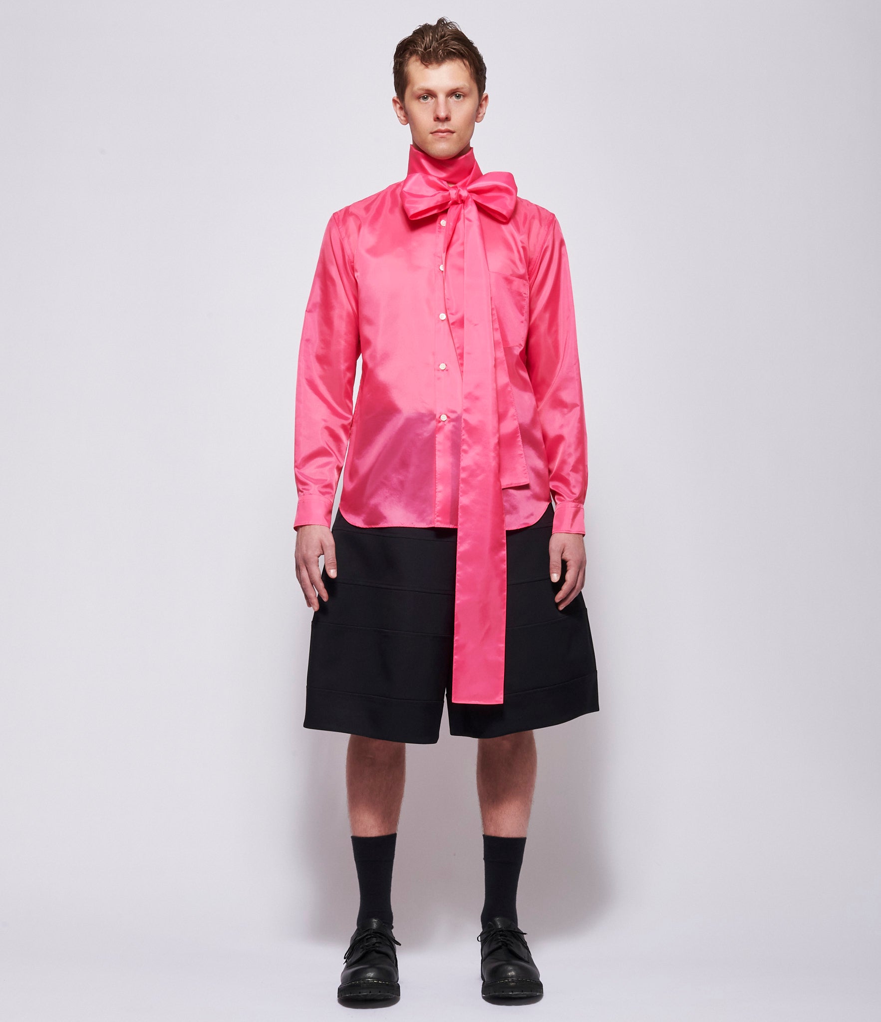SS26 Comme Des Garcons Homme PluS Pink Bow Neck Shirt