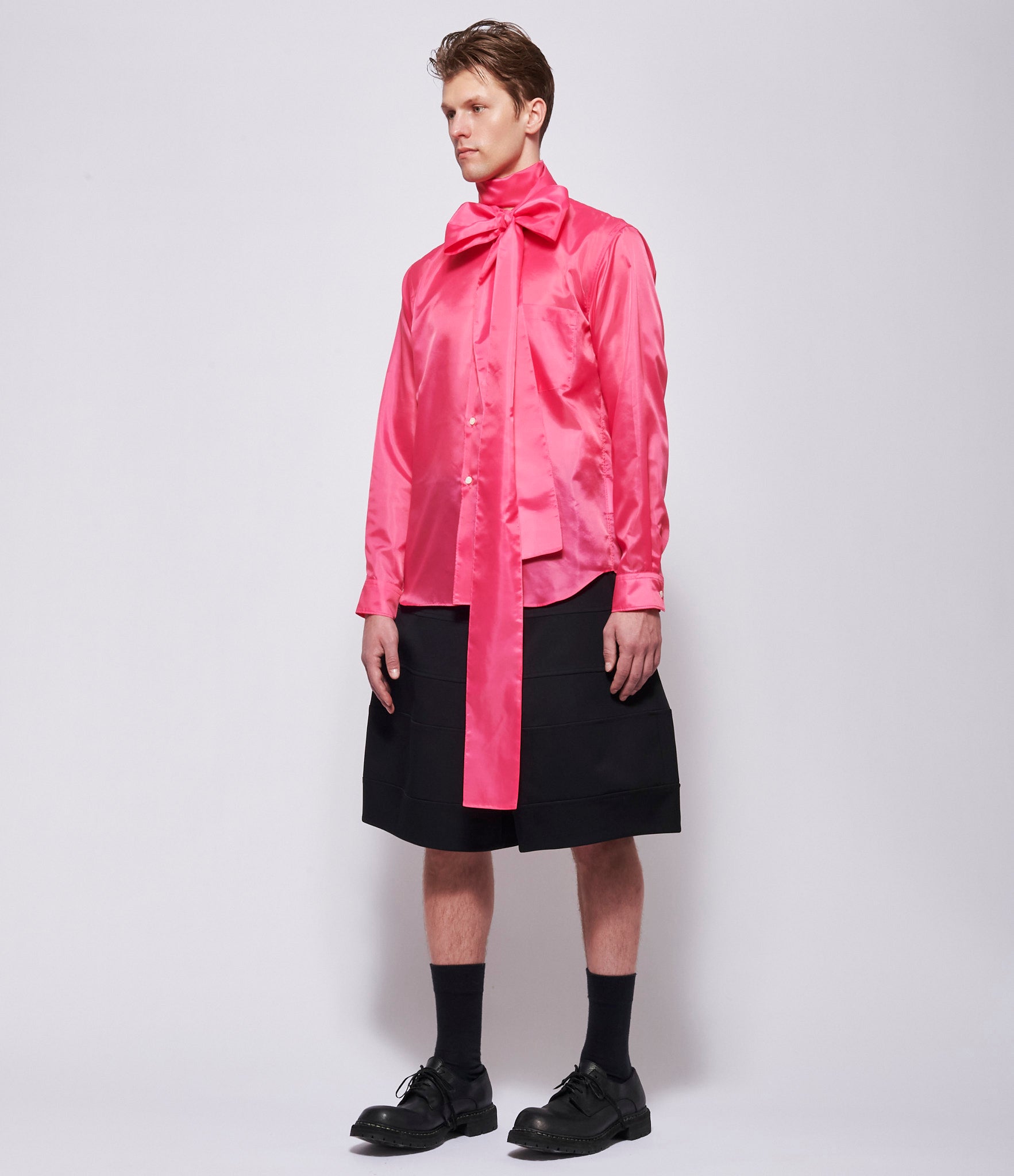SS26 Comme Des Garcons Homme PluS Pink Bow Neck Shirt