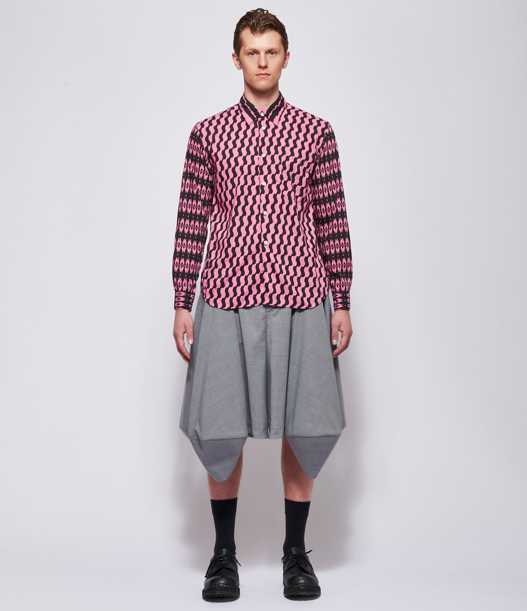 SS26 Comme Des Garcons Homme Plus Pink Pattern Shirt