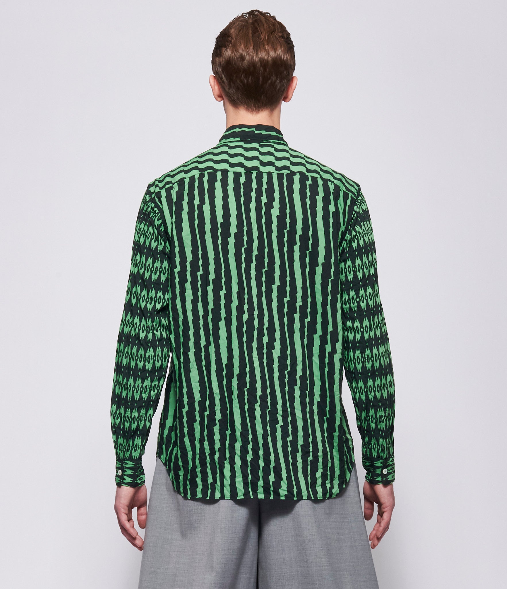 SS26 Comme Des Garcons Homme Plus Green Pattern Shirt