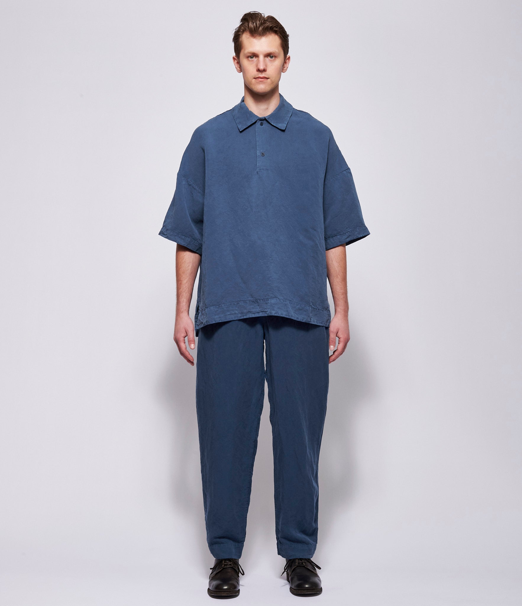 SS26 Casey Casey Mens Equerre Tuareg Blue Polo