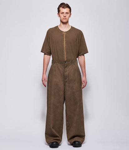 SS26 Uma Wang Mens Brown Dyed Denim Pod Pants