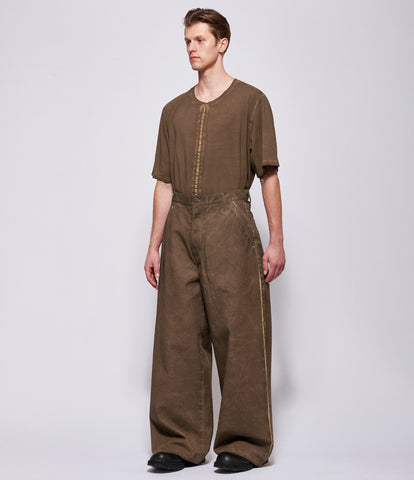 SS26 Uma Wang Mens Brown Dyed Denim Pod Pants