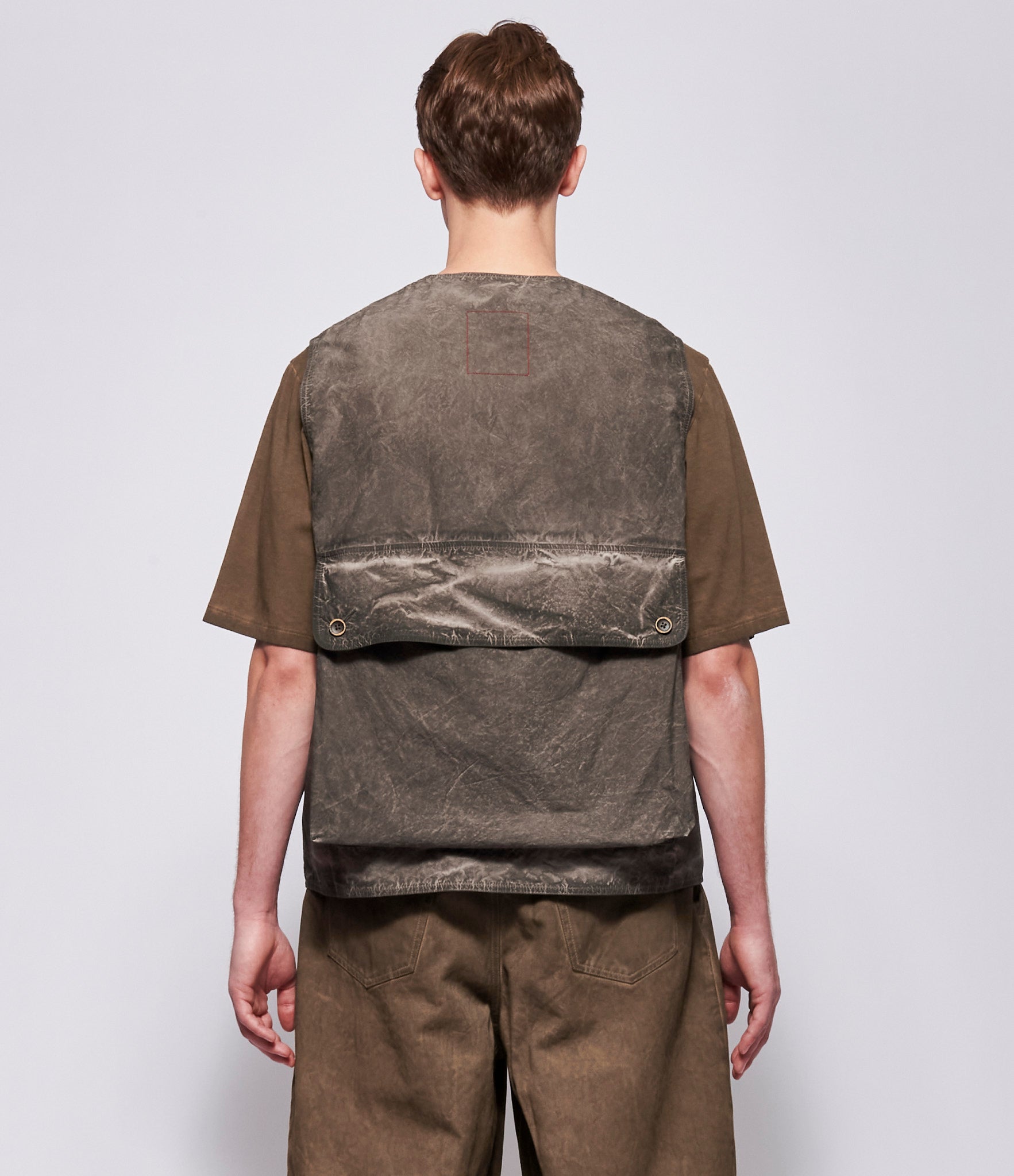 SS26 Uma Wang Mens Grey Brown Jolt Vest Jacket