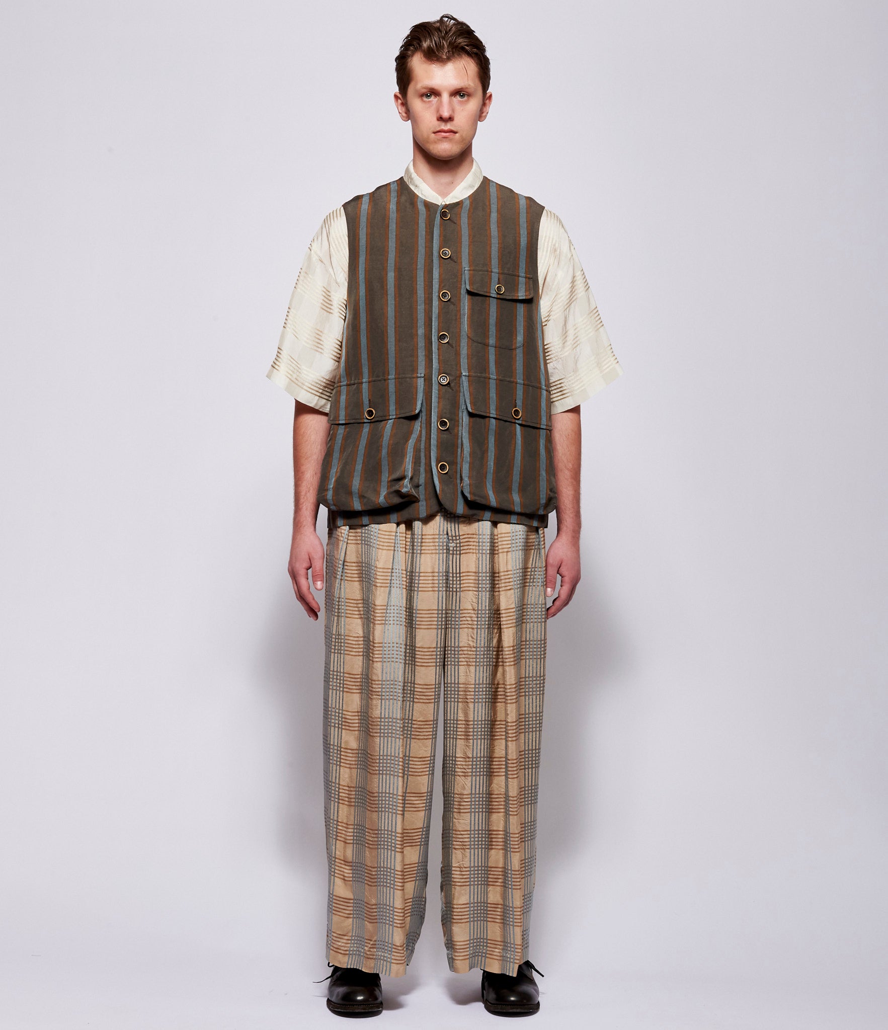 SS26 Uma Wang Mens Brown/Blue Jolt Jacket