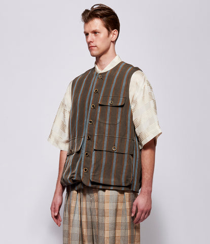 SS26 Uma Wang Mens Brown/Blue Jolt Jacket