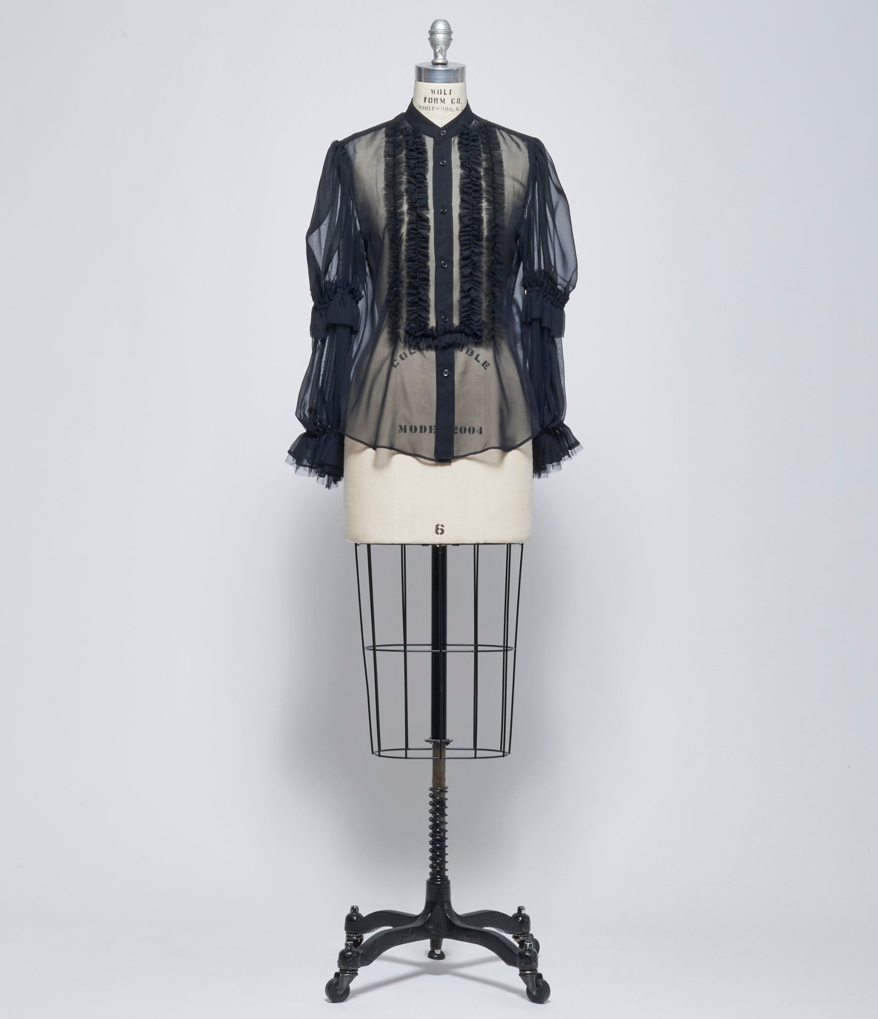 SS26 Noir Kei Ninomiya Comme des Garçons Sheer Ruffle-trim Blouse