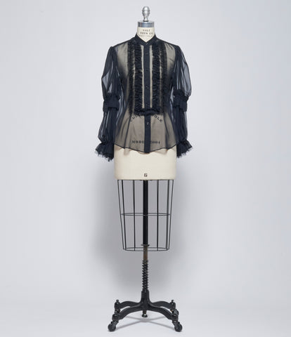 SS26 Noir Kei Ninomiya Comme des Garçons Sheer Ruffle-trim Blouse