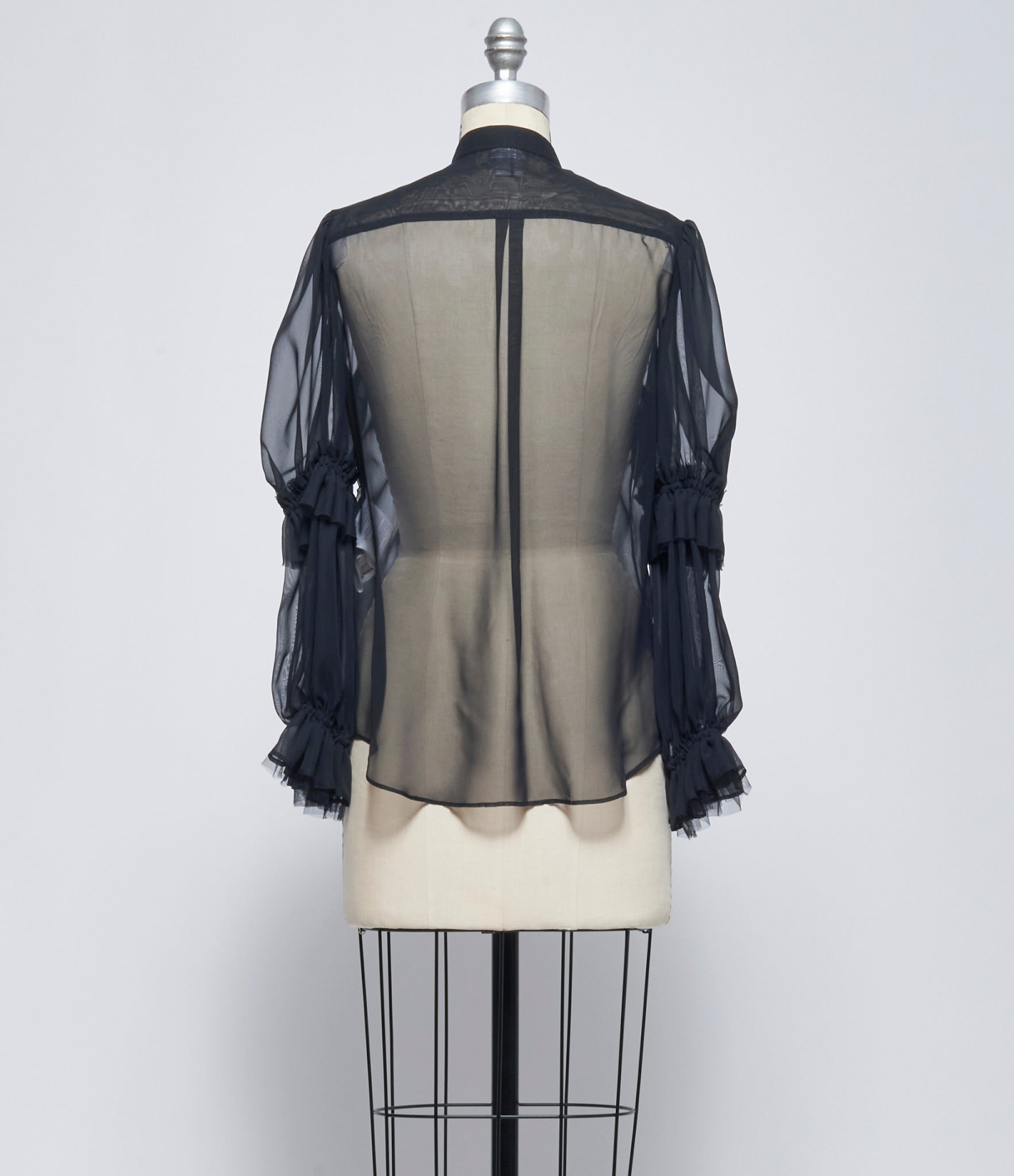 SS26 Noir Kei Ninomiya Comme des Garçons Sheer Ruffle-trim Blouse