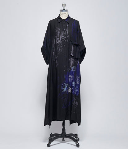 SS26 Y's Womens Print I-Arranged PK Shirt Dress