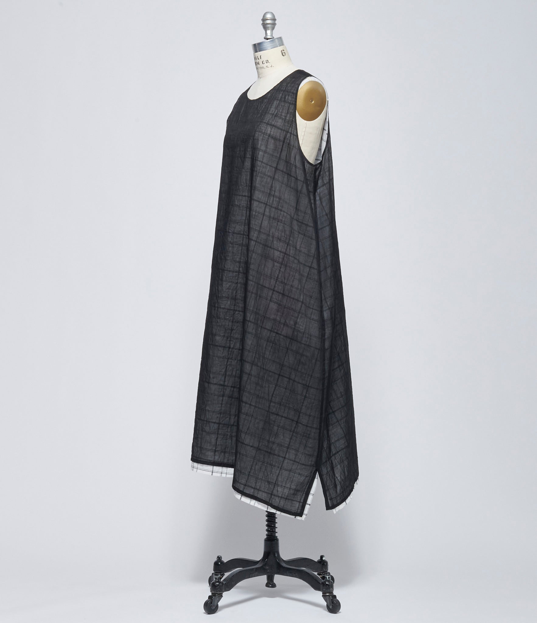 SS26 Y's Womens Sheer Plaid Layered O-Sleeveless Dress IfSohoNewYork SS26 Y's Womens Sheer Plaid Layered O-Sleeveless Dress IfSohoNewYork