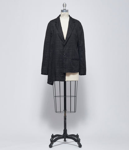 SS26 Y's Womens O-Double Button Asymmetry Plaid Layer Jacket
