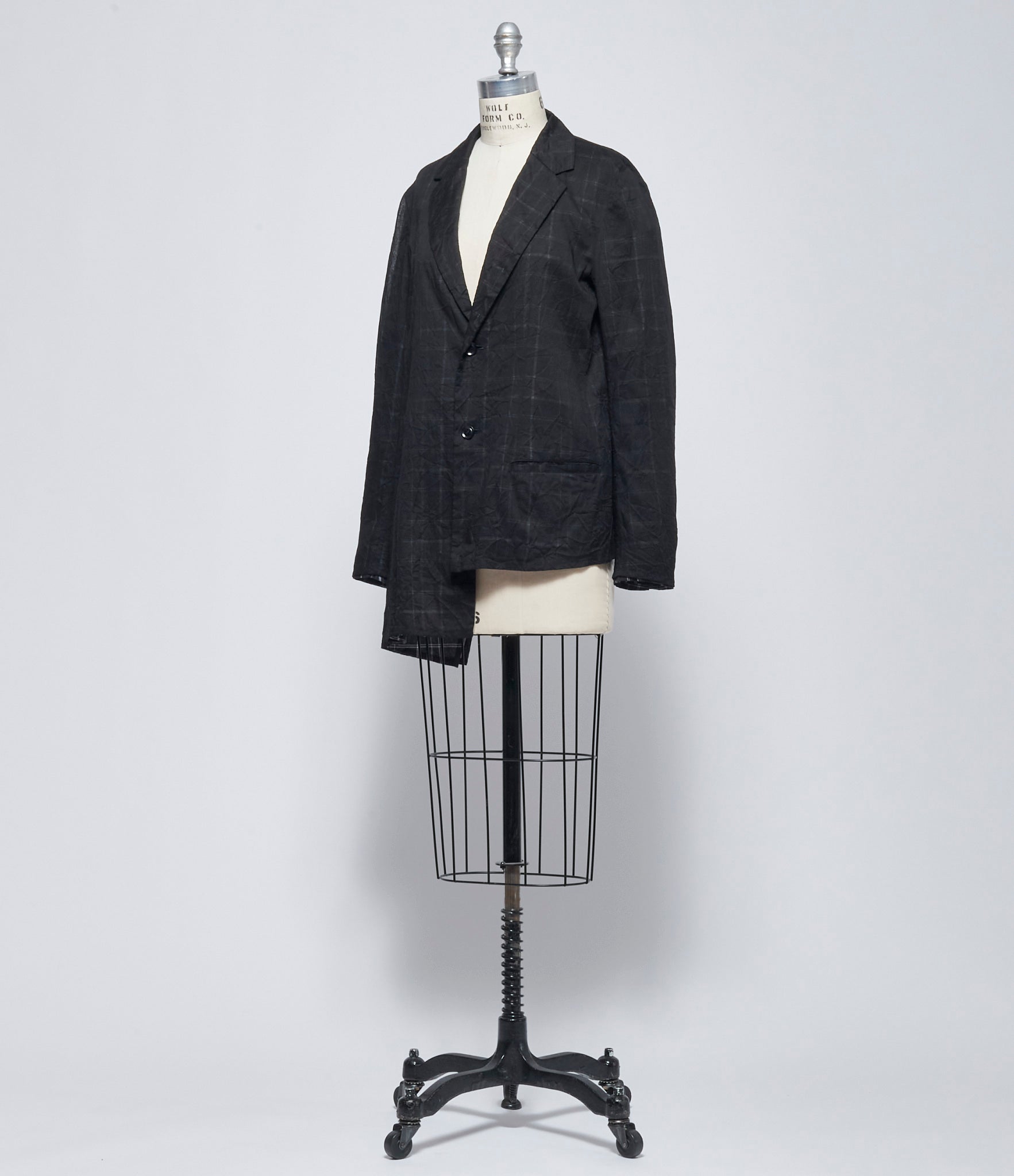 SS26 Y's Womens O-Double Button Asymmetry Plaid Layer Jacket