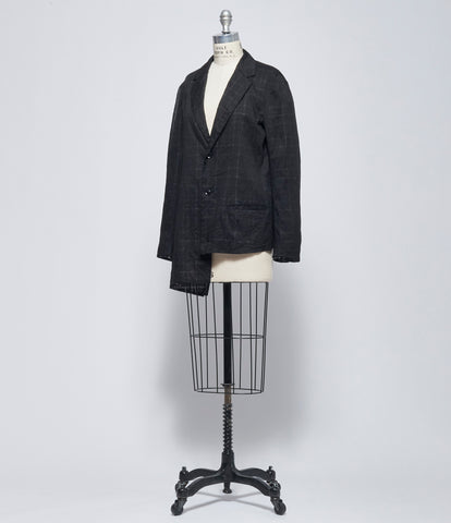 SS26 Y's Womens O-Double Button Asymmetry Plaid Layer Jacket