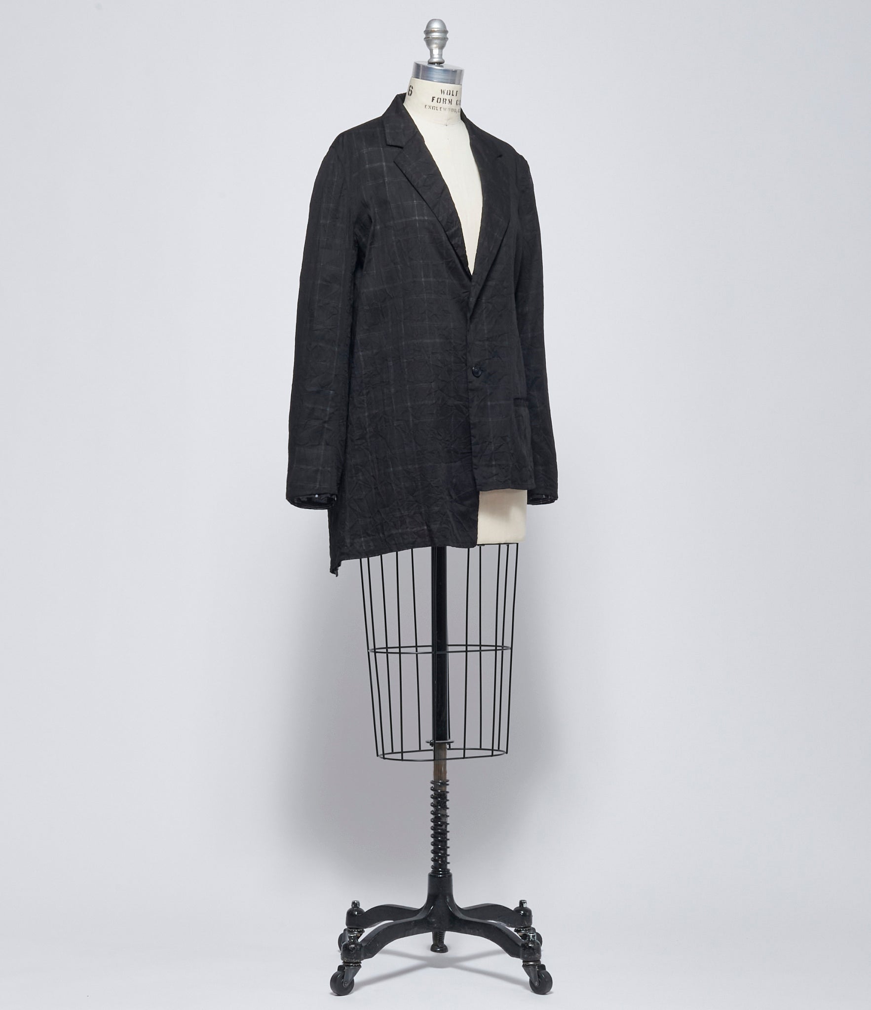 SS26 Y's Womens O-Double Button Asymmetry Plaid Layer Jacket