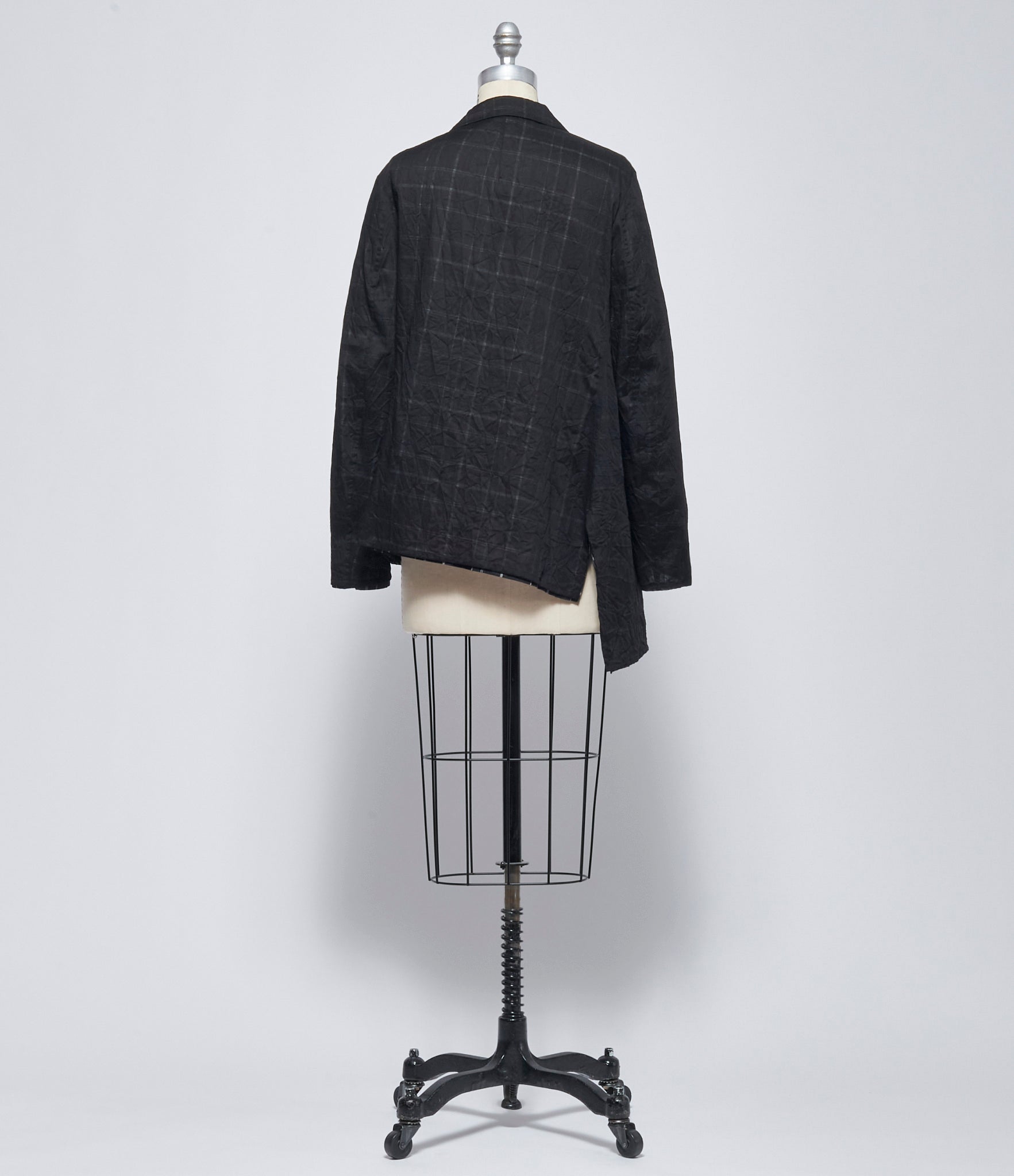 SS26 Y's Womens O-Double Button Asymmetry Plaid Layer Jacket