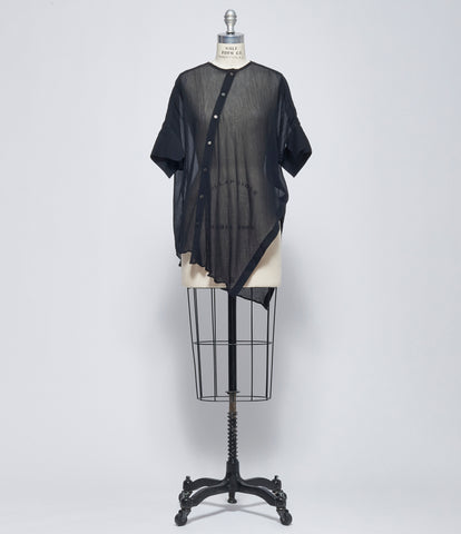 SS26 Forme D'Expression Womens Crinkled Asymmetric O-Shirt