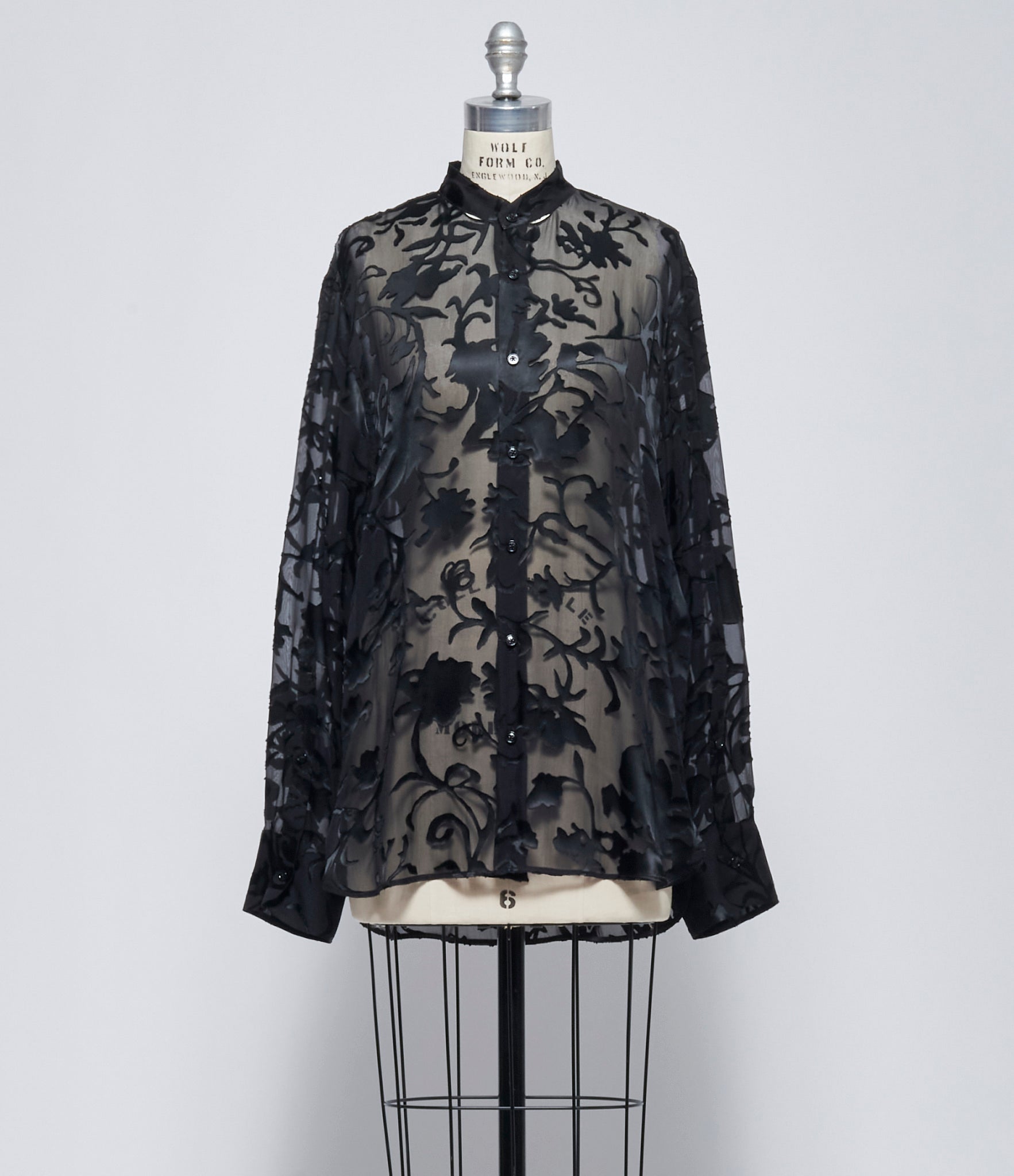 SS26 Ann Demeulemeester Womens Dien Stand Collar Long Shirt with